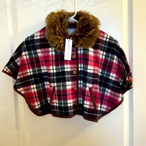 NWT Janie and Jack plaid cape! SZ 3-4!